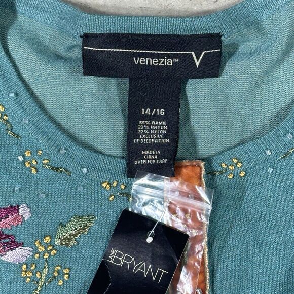 NWT Venezia Multicolor Floral Crew Neck Cardigan Sweater Women Size 14/16 - Picture 3 of 13